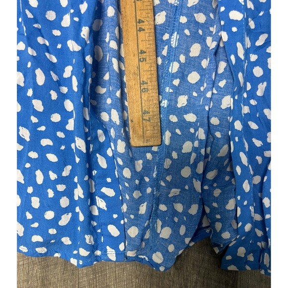 Zara Dress Womens XXL Blue White Printed Maxi Shirt Button Front Belted - Picture 6 of 13